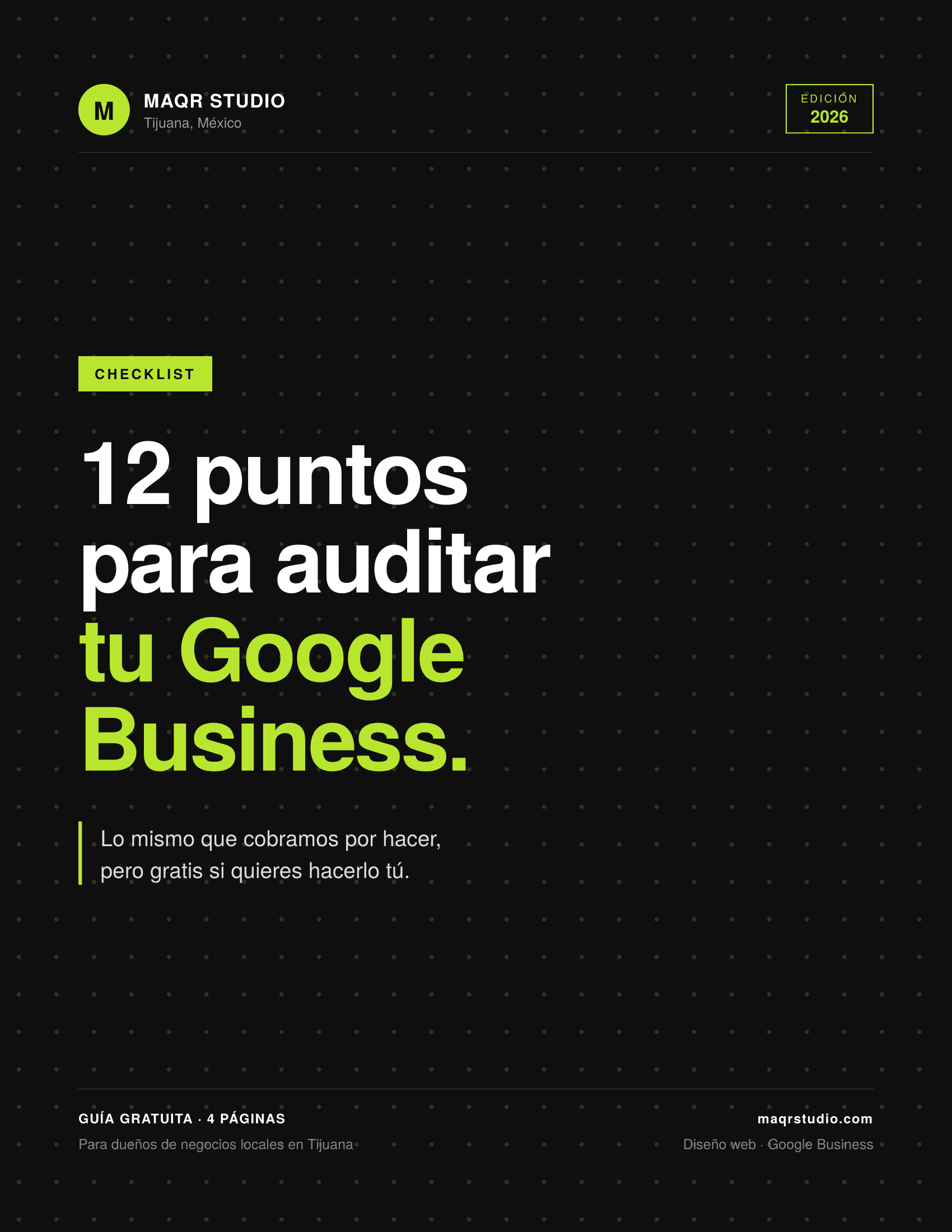 Portada del checklist: 12 puntos para auditar tu Google Business